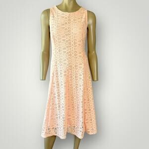 Tiana B. Sleeveless Laced Fit Flare Shift Cocktail Dress Lined Size 12 Peach